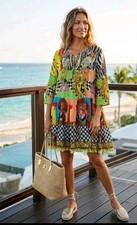 Antica Sartoria 2022 Masquerade Beaded Tassel Resort Vacation Dress One Size...