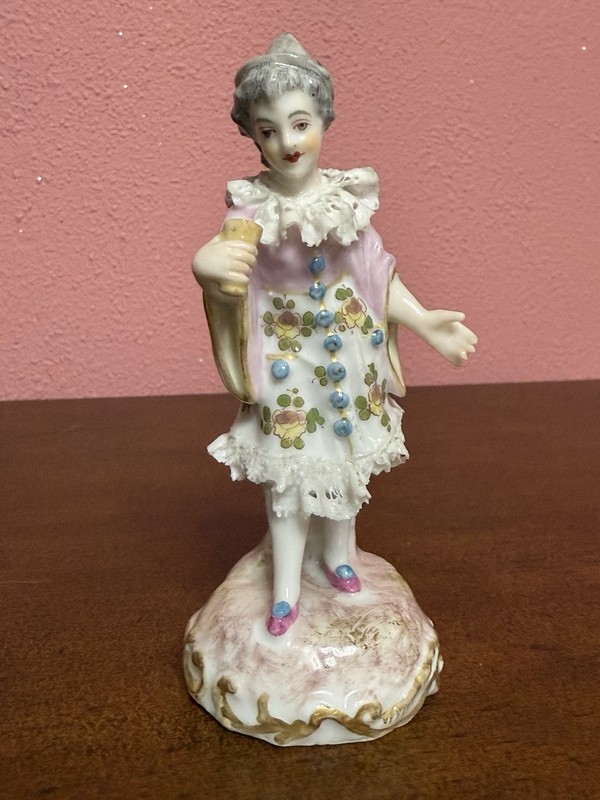Antique Rare Messein Band of Clowns  Porcelain Figurine