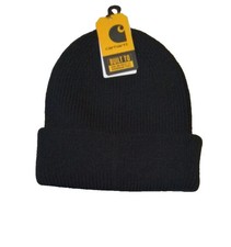 NEW Carhartt Beanie Adult One Size Black Logo  Patch Knit Hat Mens OSFA