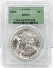 1886 Morgan Silver Dollar - PCGS Graded MS64, Green Label !!