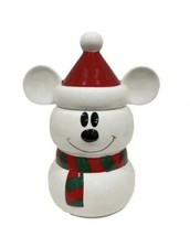 Christmas Disney Mickey Mouse Santa Snowman Cookie Jar  New