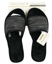GOLD TOE Women's Memory Foam Slide Slippers sz L Large 09 Black