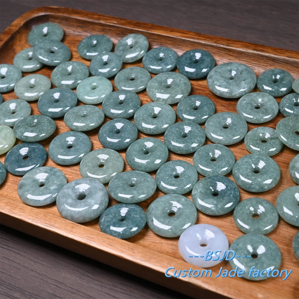 Donut jadeíta natural verde grado A jade hielo jadeíta cuentas redondas donut Foto 3 de 4