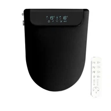 Black Elongated Bidet Toilet Seat Electric Smart Heated Seat Auto Deodorization