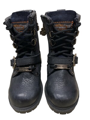 Harley Davidson vintage Zipper child boots Black C51417BKGR 09/96 Sz 7.5