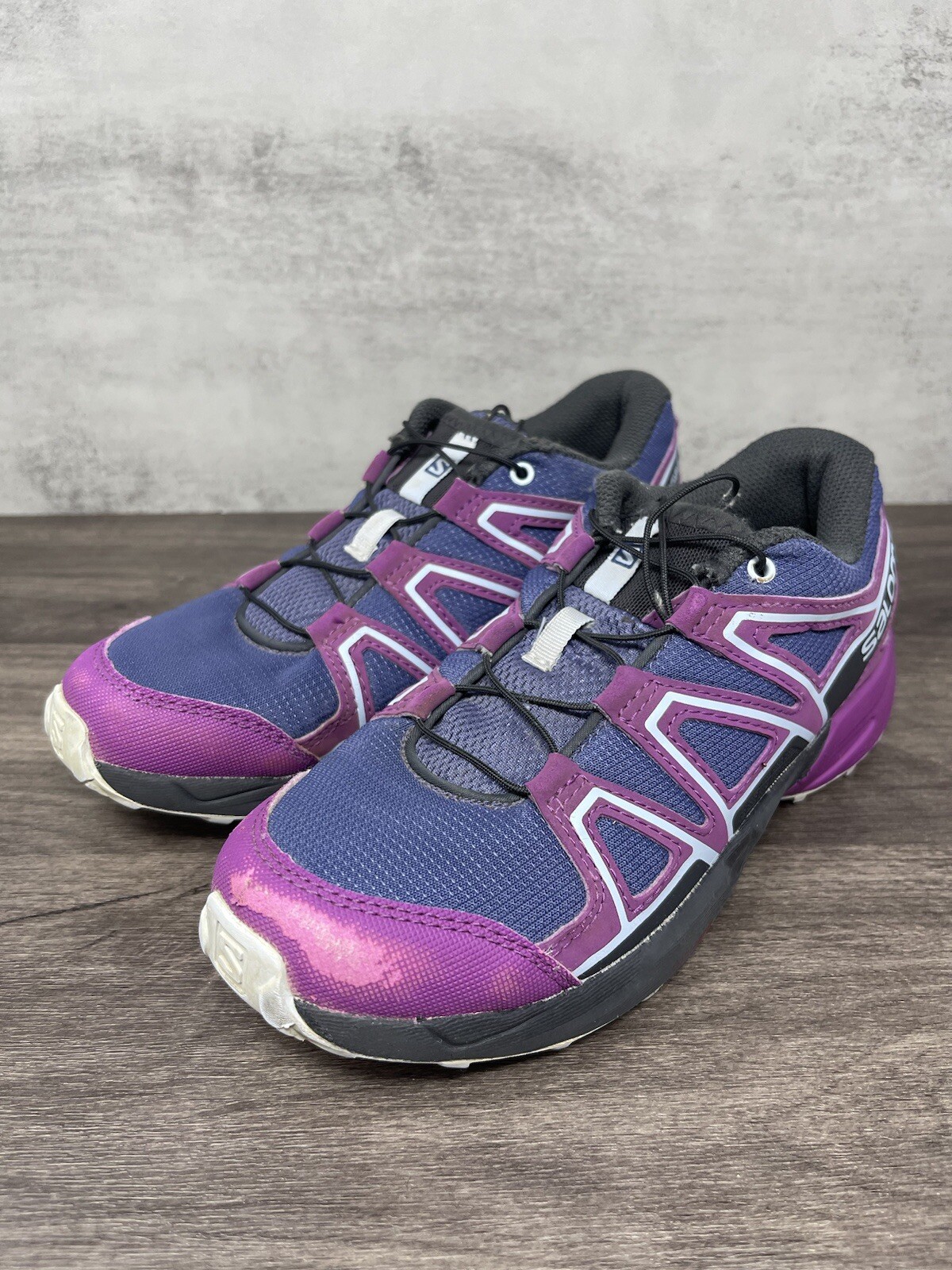 Scarpe Salomon bambino taglia 3 velocità cross trail running viola nero