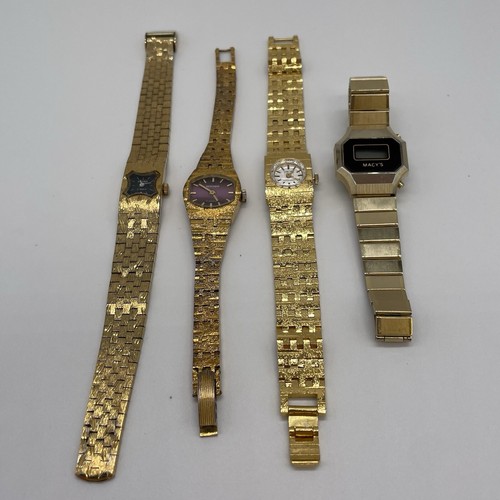 Job Lot 4 Vintage 70s 80s Gold Tone Watches Untested Santima Sekonda Excalibur - Picture 2 of 5