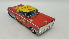 Rare Vintage Japan F.D. Fire Department Chief No.5 Tin Friction Car Toy - 6"