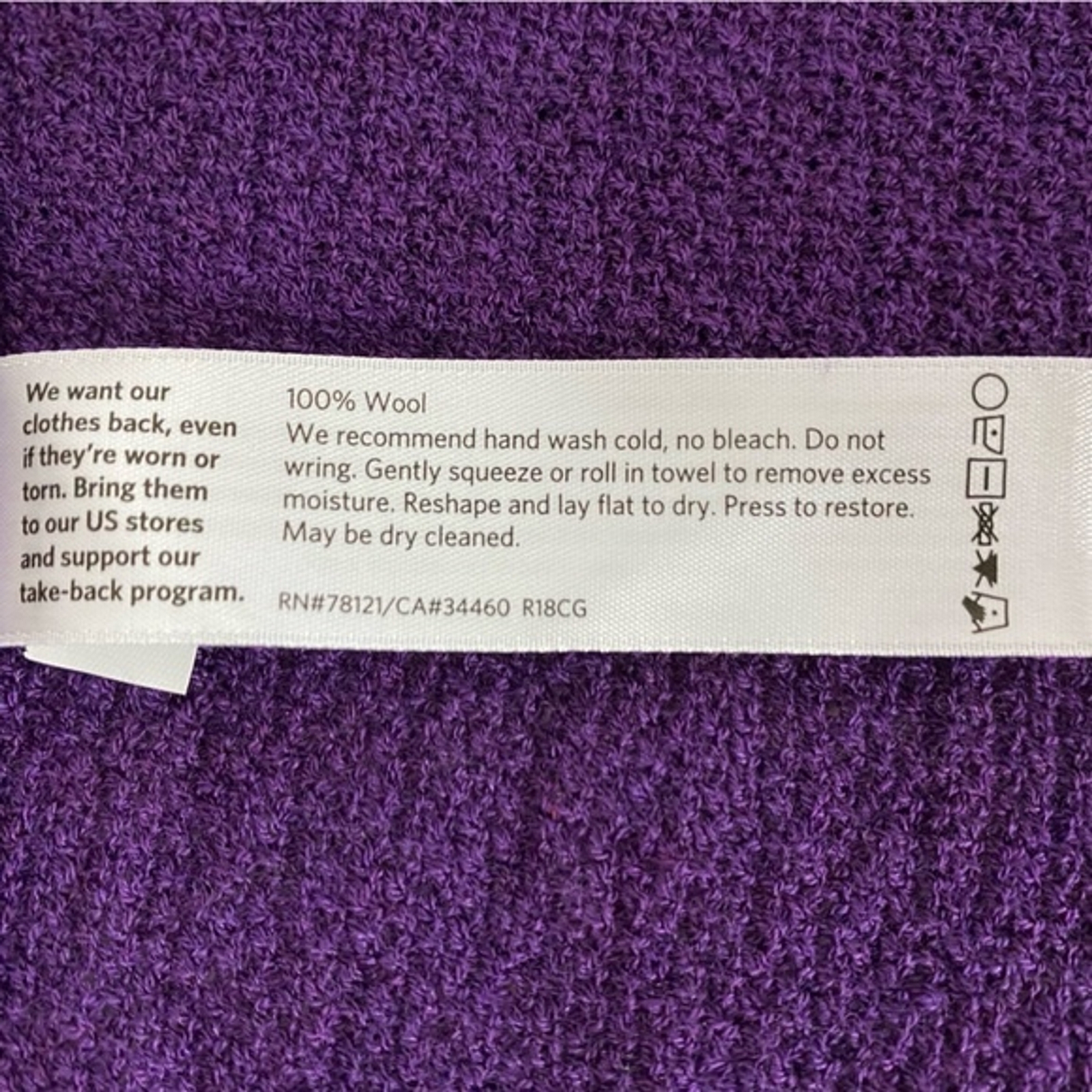 Eileen Fisher tunic top womens wool tunic sweater purple long sleeve Sz M