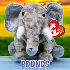 ❤️ POUNDS ❤️ 2002 Ty Beanie Babies Tie-Dye Grey ELEPHANT Baby *MWMT*