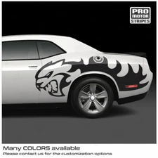Dodge Challenger 2008-2023 Side Fire Flame Hellcat Stripes Decals (Choose Color)
