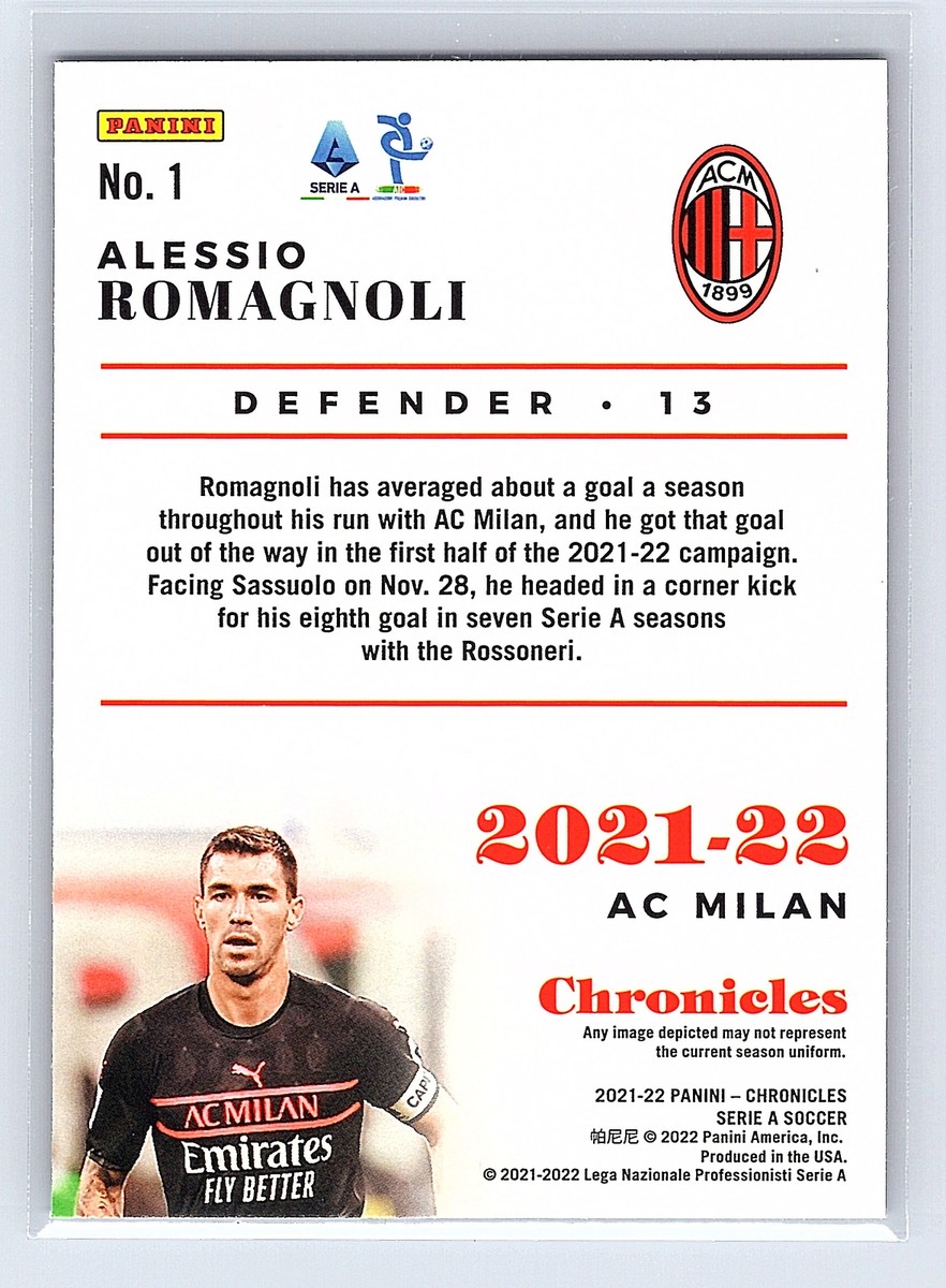 2021 PANINI CHRONICLES ALESSIO ROMAGNOLI #1 PURPLE ASTRO AC MILAN