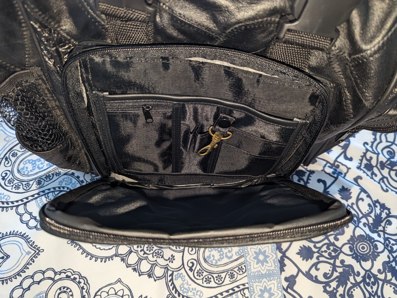 Leather Patchwork Backpack With Drawstring Top Un… - image 12