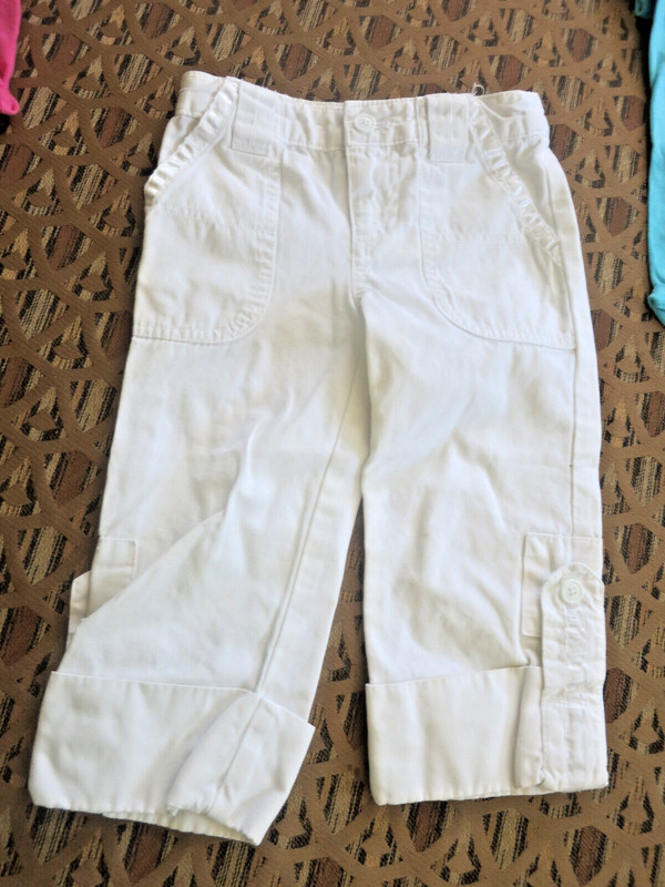4T pants Route 66 brand CUFF style White/with satin ribbon pockets 12" inseam