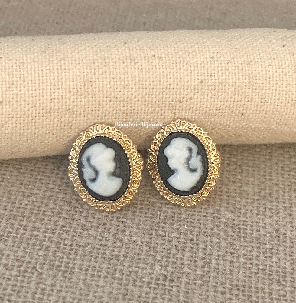 Boucles camée noir et or 18k, le bijou idéal pour sublimer votre quotidien