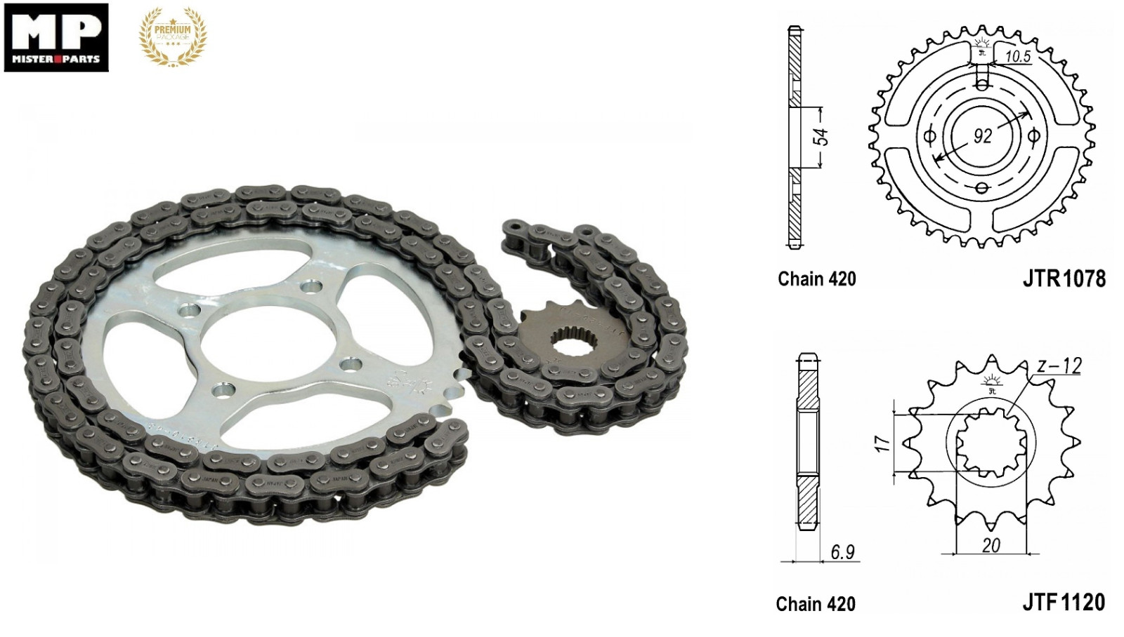Kit chaine hyper renforcé 12*47 pour Yamaha TZR 50 4YV 5DU