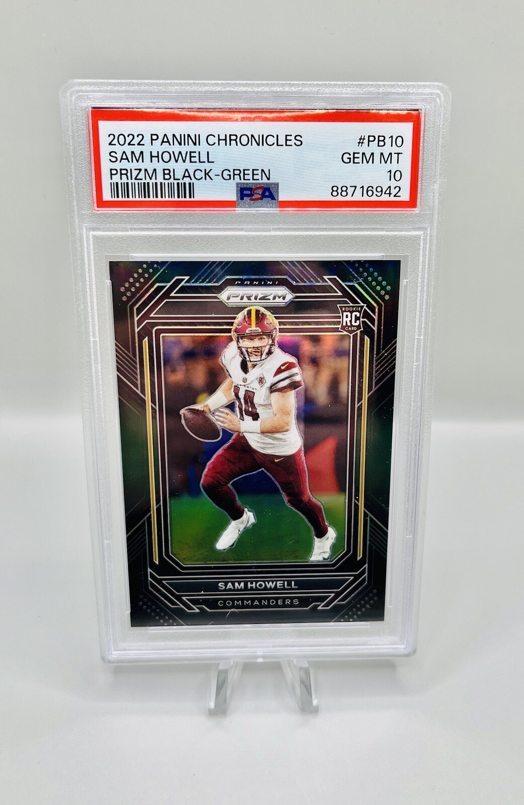 2022 Panini Chronicles Sam Howell Prizm Black-Green /49 PSA 10 Low POP