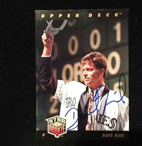 DAVE NIED 1993 UPPER DECK ROOKIE RC AUTOGRAPHED SIGNED AUTO BASEBALL CARD 27 ROC