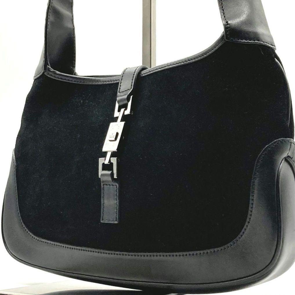GUCCI Jackie Black Suede Leather Tote Handbag 0013735