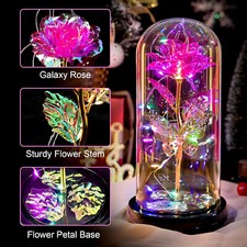 LED Eternal Galaxy Rose in Glass Enchanted Forever Flower Mother's Day Gift