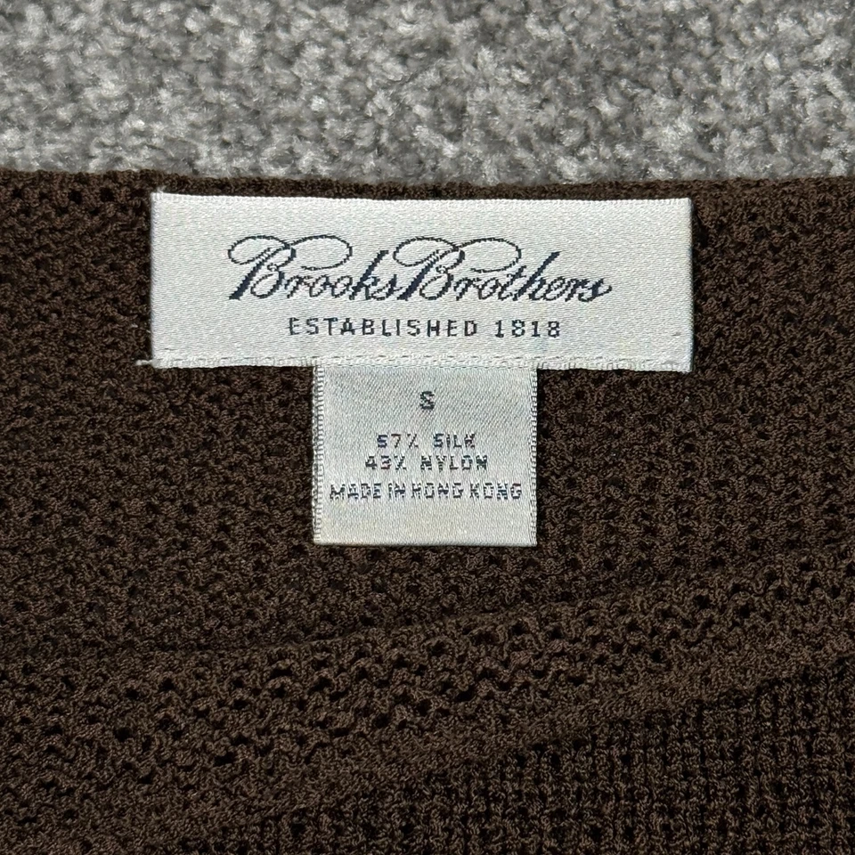 Suéter Brooks Brothers Mujer Pequeño Marrón Pullover Seda Suave Trabajo Ligero Foto 2 de 4
