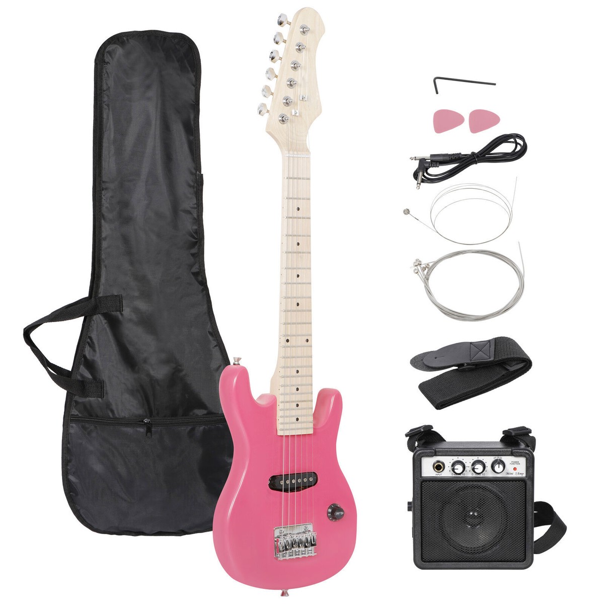 Kids Electric Guitar w/Amp Guitar Combo Accessory Pink Guitar