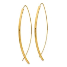 10k Yellow Gold 1.75mm Square Tube Wire Threader Fish ichthus Earrings 2.2" Long