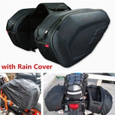 2pcs Cruiser Motorcycle Saddle Travel Bag Side Helmet Luggage Rain Cover 36-58L