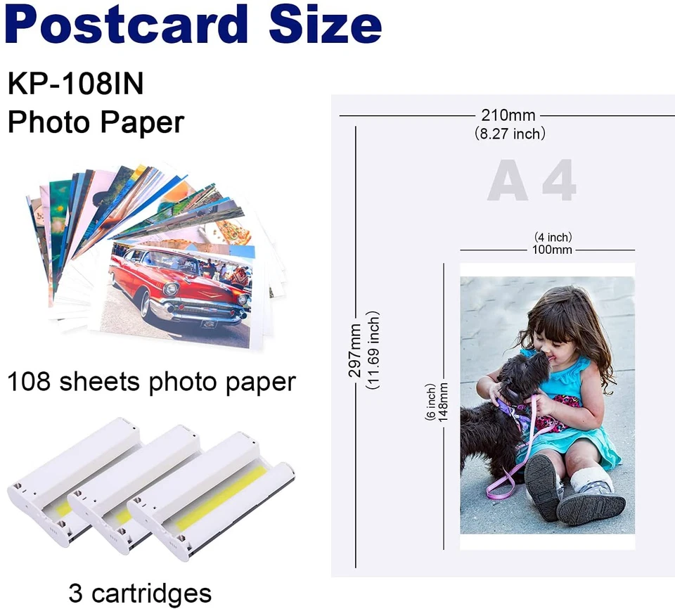 Cartucho de tinta y papel fotográfico KP-108IN RP-108 para Canon Selphy CP 1300 1200 1000 Foto 3 de 4