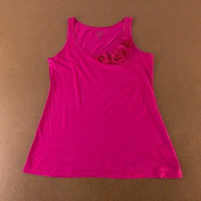 Old Navy Women's Size Large Pink 3D Flower Scoop Neck Pullover Tank Top