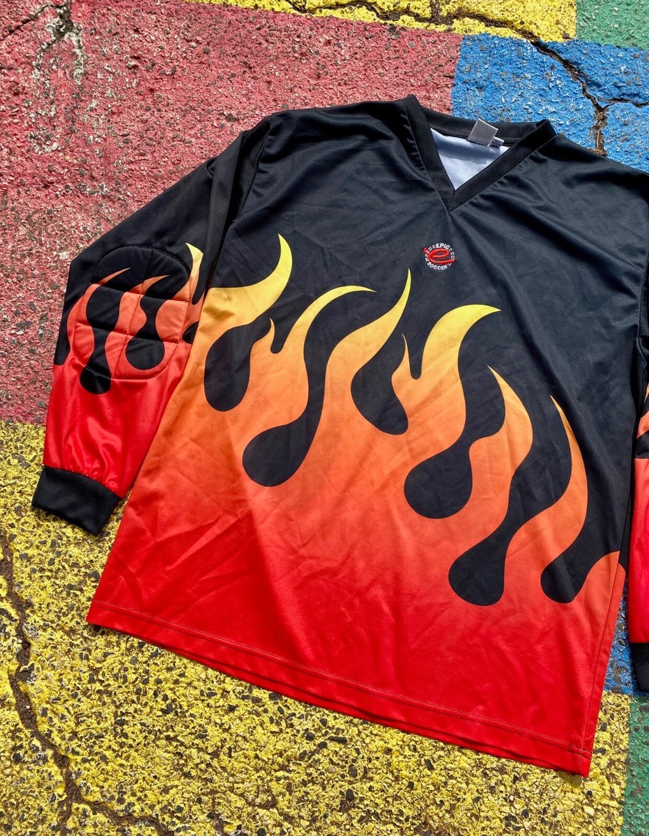 Vintage Y2K Fire Flames Soccer Goalkeeper Graphic Football Vintage Y2K Fire Flames Soccer Goalkeeper Graphic Football