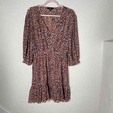 Lulus Parkside Mauve Multi Print 3/4 Sleeve V Neck Dress Womens Size Medium