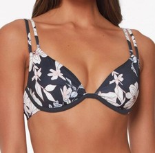 Sanctuary DARK TROPICAL Night in the Jungle Underwire Bikini Swim Top Large