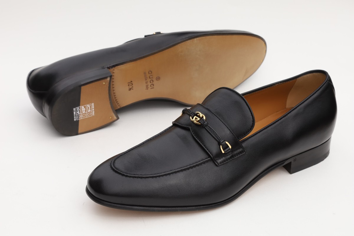 Gucci Black Leather GG Interlocking  Men\'s Loafers  Size 10.5 Retail‎ $650 Gucci GG Interlock Men main image 4