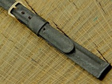NOS Unused Vintage Bulova Black Leather Watch Band w Gold Tone Buckle 10mm Lady