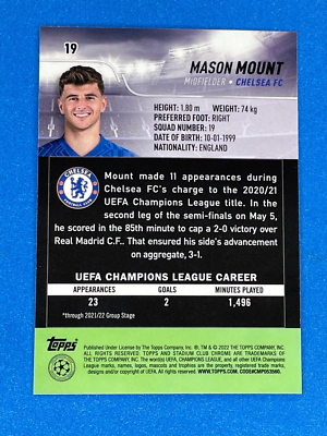 Mason Mount 2021-22 Topps Stadium Club Chrome UEFA Champions