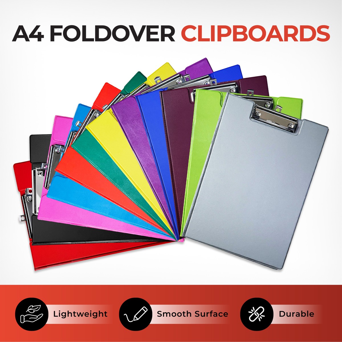 Presse-Papiers A4 Rabattable Rose – Support D'Écriture Portable PVC Robuste Avec Clip 25 Mm Et Poche Intérieure