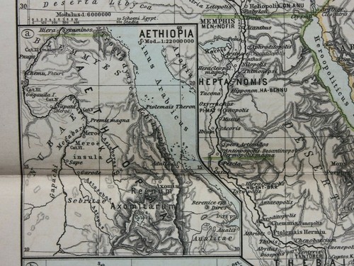 ANCIENT EGYPT, NILE DELTA, EAST AFRICA original antique map, Justus Perthes 1898 - Picture 3 of 4