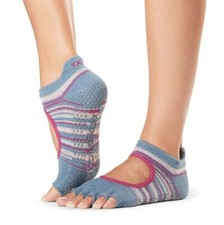 Toesox Half Toe 'Gypsy' Bellarina Grip Socks for Yoga, Pilates -Medium/ New