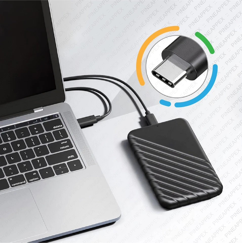 500GB External Portable 2.5" Hard Drive HDD, Ultra-Fast USB-C, 1Y Warranty - Image 2 of 2