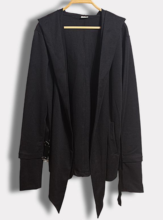 Trench Coat Mid Length Hooded Jacket Men's Loose Fit Hoodie Oversize Korean 2025-image