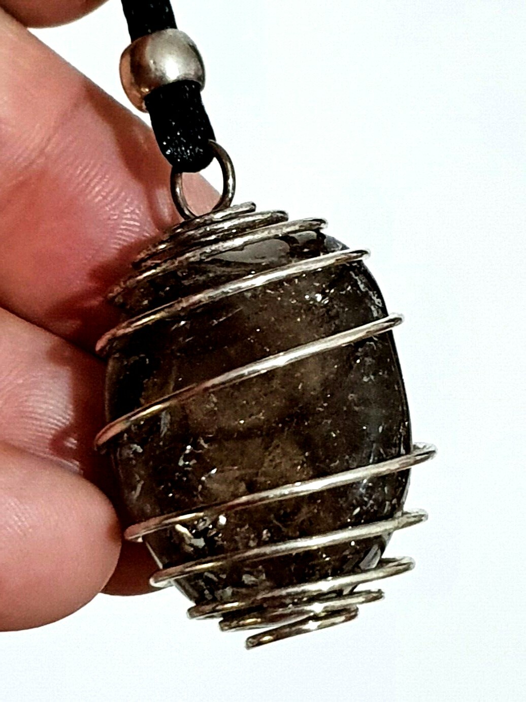 Large Smoky Quartz Stone Pendant Madagascar. AAA Grade Beaded Necklace - Stmsq11
