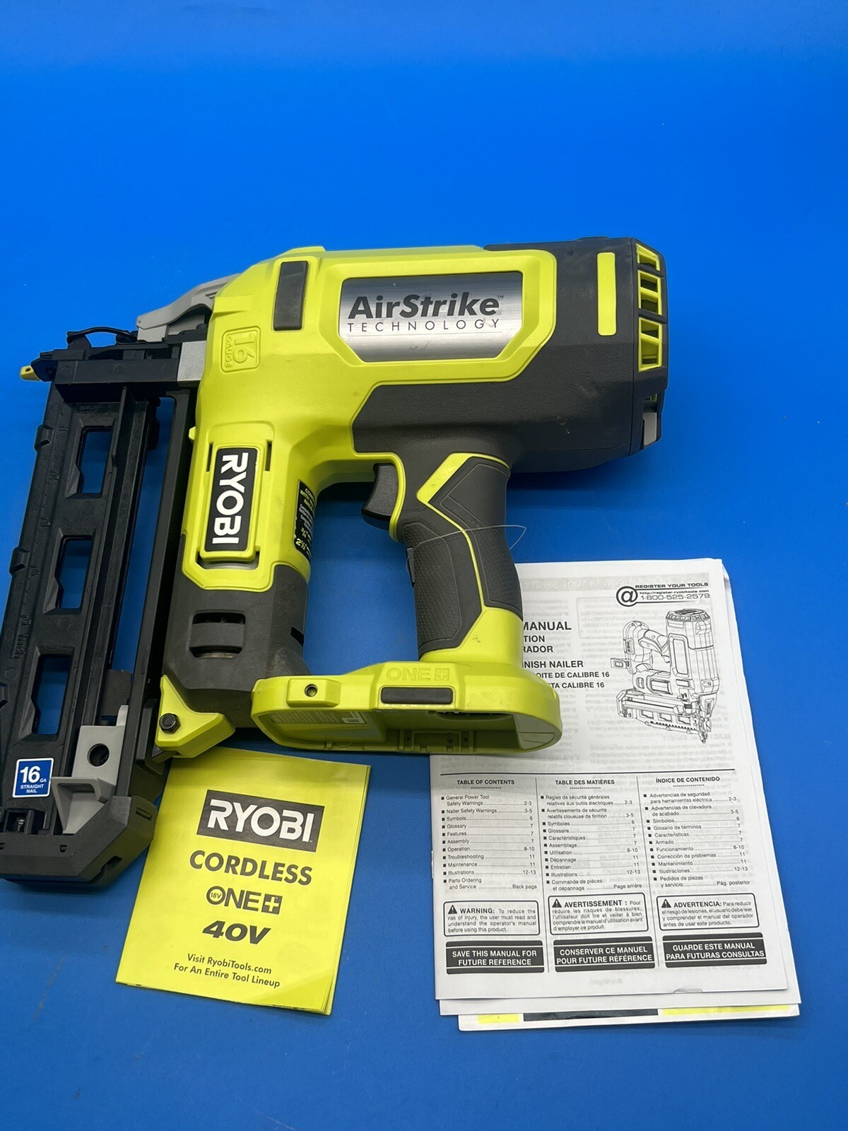 Ryobi ONE+ 18V 16Gauge Cordless AirStrike Finish Nailer (Tool Only