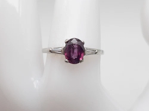 $14,000 1.37ct RED PURPLE KASHMIR NO HEAT Sapphire Diamond GIA Platinum Ring