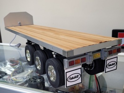 Custom 3-Axles Tamiya 1/14 Semi Flatbed Trailer Tractor +Motorized