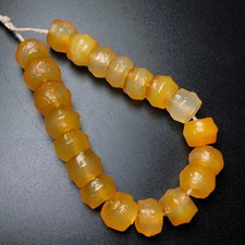 Tibetan Natural Yellow Old Agate Dzi Beads Barrel Beads Bracelet K0409
