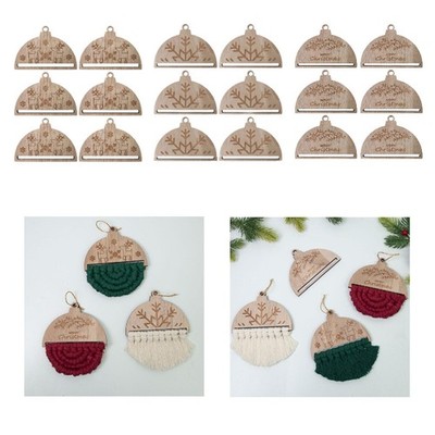 6Pcs DIY Weihnachten Macrame Hängen Tags DIY Holz Stücke für Feiertage Dekor