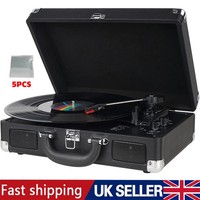 Vintage Bluetooth Suitcase Turntable 3-Speed Vinyl Record Player Built-in Spkr