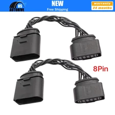 2Pcs 10 to 14 HID Headlight Wiring Harness Adapter Connector Plug 8 PIN for VW 