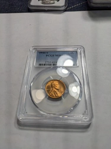 1944 -S LINCOLN WHEAT CENT PCGS MS65 RED BLAZER BU...